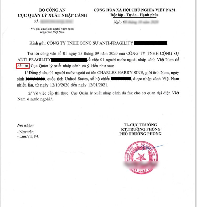 dịch vụ xin công văn chấp thuận nhập cảnh cho nhà đầu tư