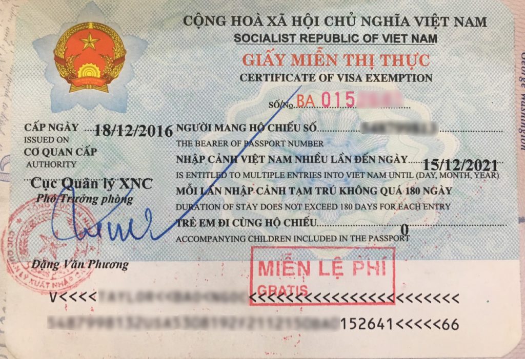 mẫu tem miễn thị thực 5 năm