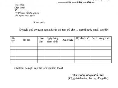 form NA6 Application form for a temporary resident card